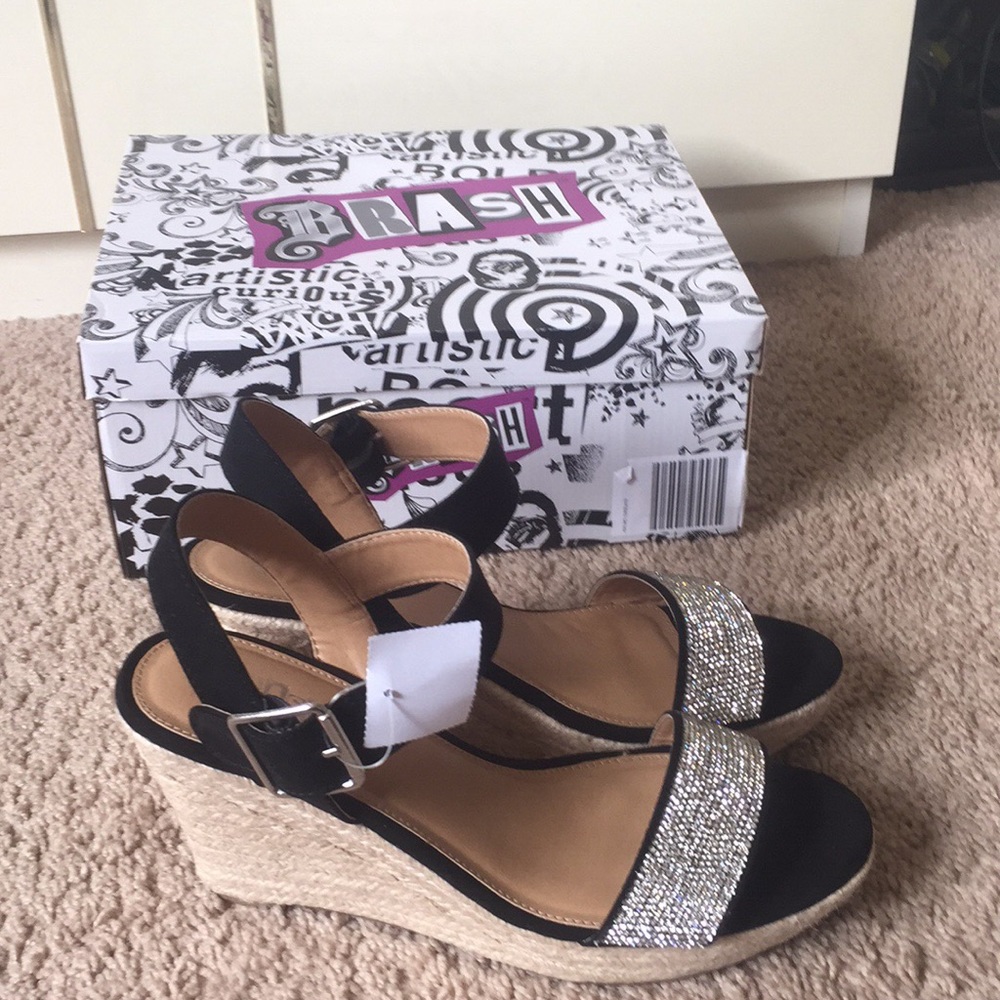 Black with silver stripe wedges